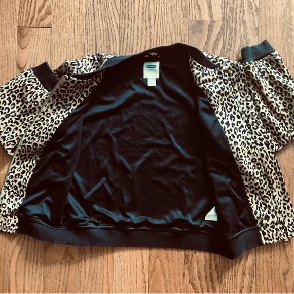 Old Navy Leopard Print Bomber Tan Black Jacket Lightweight Girl’s Size L (10-12) - Picture 7 of 11